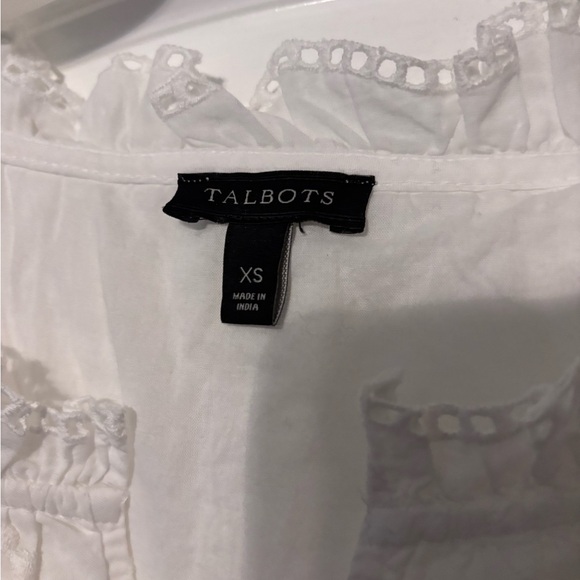 Talbots White Embroidered Short‑Sleeve Peasant Blouse XS 100% cotton - Picture 3 of 5